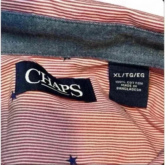 Chaps Men's XL Red Striped Short Sleeve Button-Up Shirt - Picture 5 of 5